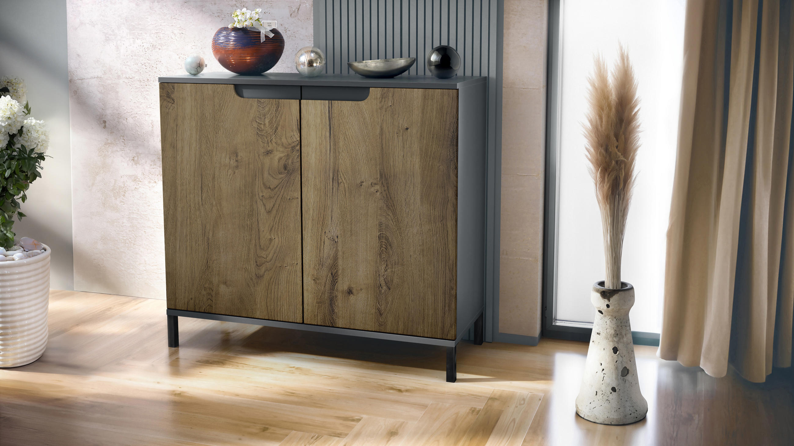 KOMMODE Sylt Eiche Ribbeck - Alteiche, Holzwerkstoff (92.5/83.5/35cm) - Vladon