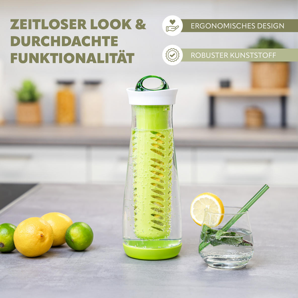 GETRÄNKEFLASCHE, grün, Kunststoff - Grün, Kunststoff (1.1L) - bremermann