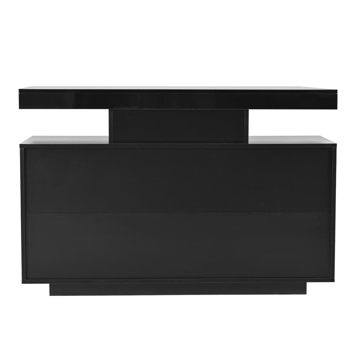 SIDEBOARD aus Spanplatte 120x40x80 cm Schwarz mit Hochglanzfronten, LED-Beleuchtung und Stauraum - Schwarz, Holzwerkstoff (120/80/40cm) - IVMEU
