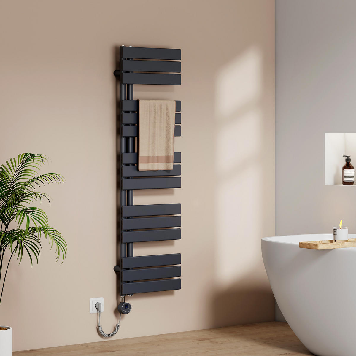 HEIZKÖRPER Elektrisch WLAN Thermostat Anthrazit - Anthrazit, Metall (40/132/5.9cm) - EMKE