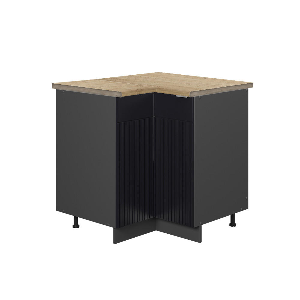 HÖRNUNDERSKÅP Fame-Line Svart randig 80.5 cm , AP Oak Svart, Antracit 82/80.5/60 cm