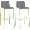 BARHOCKER 2er Set Kunststoff Grau - Goldfarben/Grau, Kunststoff/Metall (43/100/48cm) - CLP