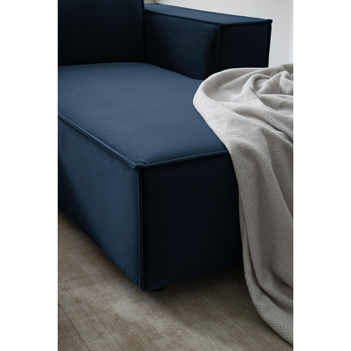 ECKSOFA mit Longchair - Schwarz/Dunkelblau, Kunststoff/Textil (260/177cm) - home24