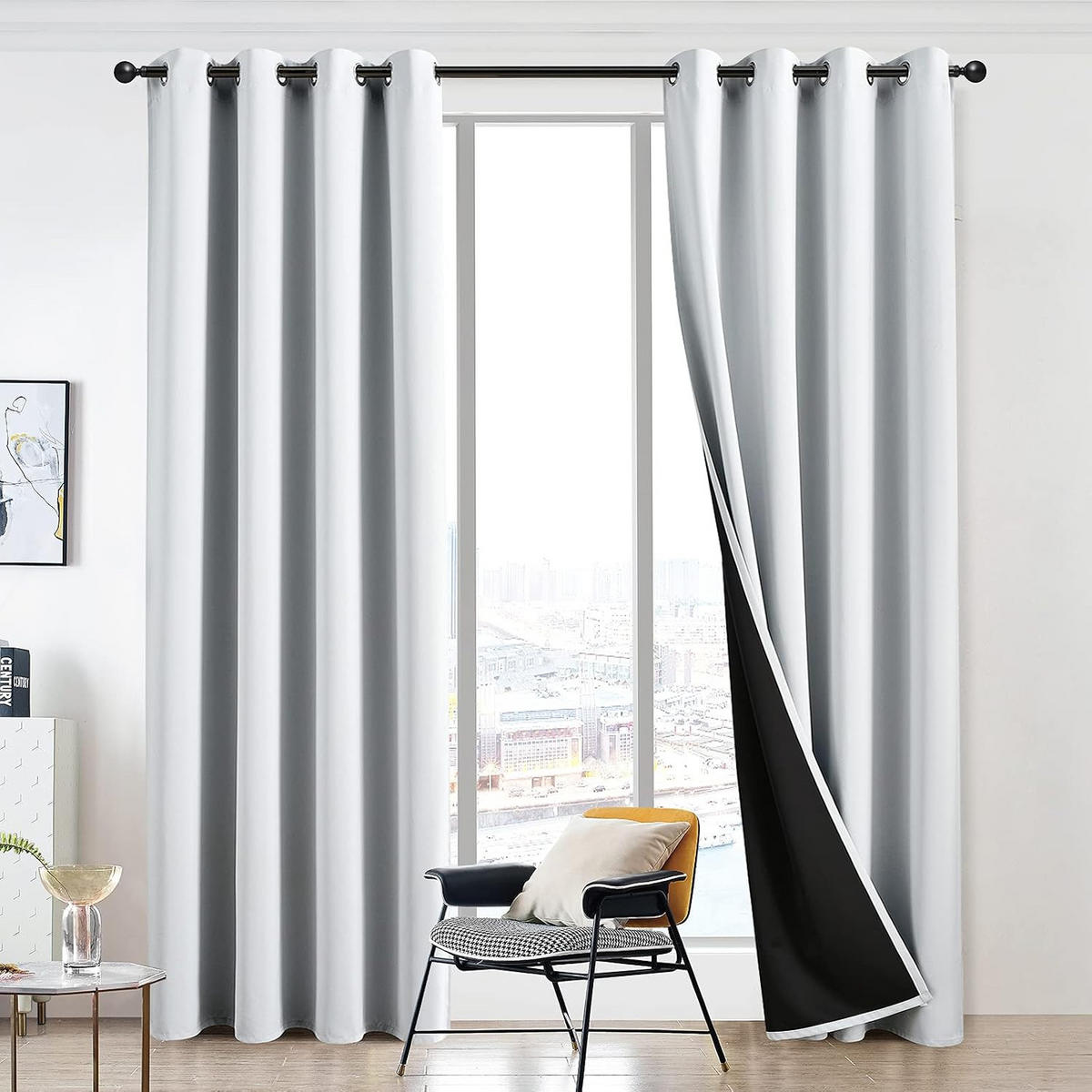 VERDUNKELUNGSVORHÄNGE, wärmeisolierend – 132 x 160 cm – 2 Stück, grau - Weiß, Textil (132/160cm)