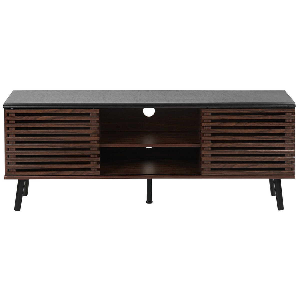 TV-MÖBEL Dunkelbraun, Schwarz PERTH 40/140/54 cm - Dunkelbraun, Holzwerkstoff (140/54/40cm) - Beliani