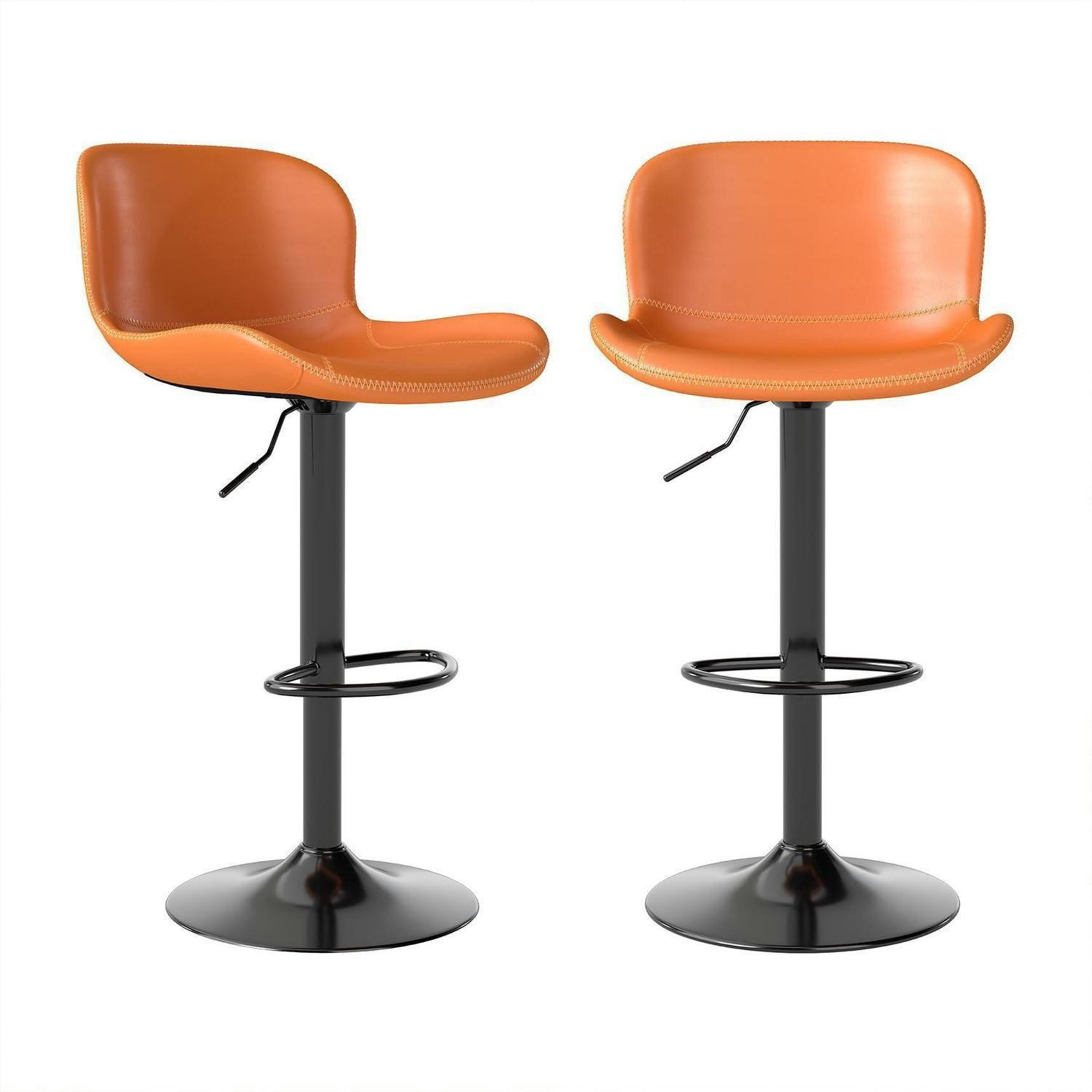 BARHOCKER 2er Set Höhenverstellbar Kunstleder Orange - Orange, Kunststoff (45/100/38cm)