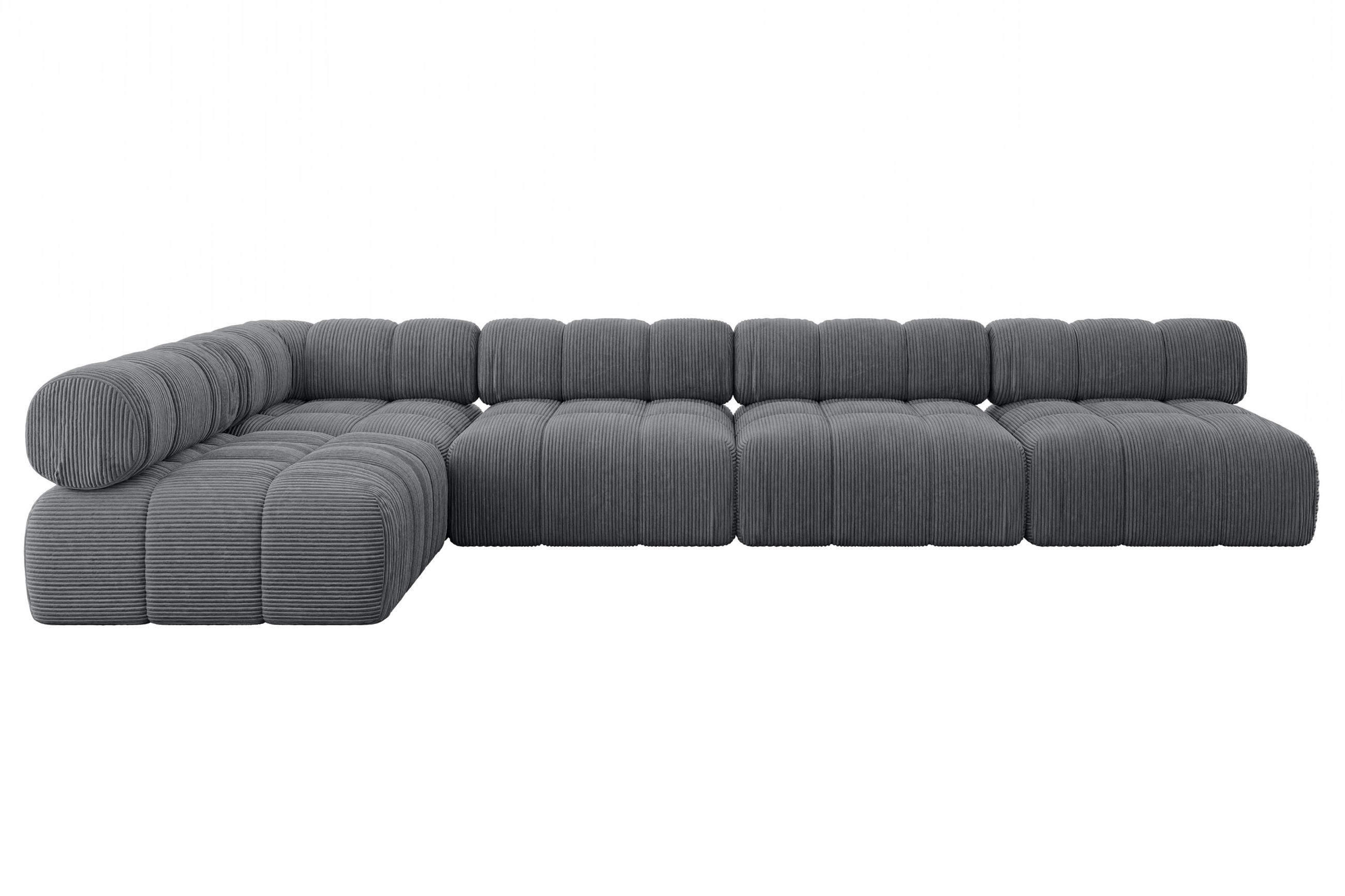 ECKSOFA modulares Sofa Samaro-L3 - 380x190x70 cm Dunkelgrau Cord - Dunkelgrau, Holzwerkstoff/Textil (380/190cm) - ALTDECOR