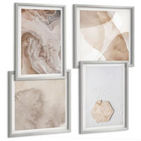 BILDER SET 4er Set - 50x50 cm & 40x60 cm Silberner Rahmen - Designabstraktion, Naturinspiration - Silberfarben, Kunststoff (50/50cm) - TULUP