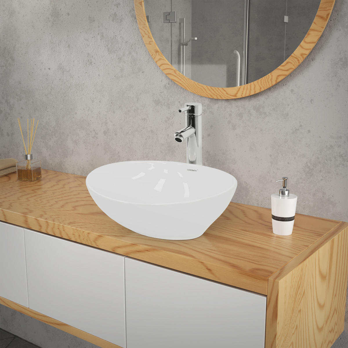 WASCHBECKEN - Weiß, Keramik (33/14.2/41cm) - LuxeBath