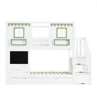 HAUSBETT 90/200 cm Weiß, Grün - Weiß/Grün, Holz - Raumix