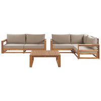 4-SITZER LOUNGE SET zertifiziertes Holz hellbraun Auflagen taupe Timor II - Taupe, Holz - Beliani