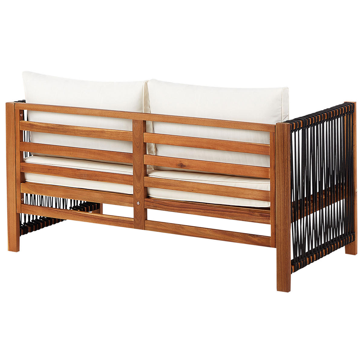 4-SITZER LOUNGE SET Akazienholz Schwarz Antria - Hellbraun/Schwarz, Holz - Beliani
