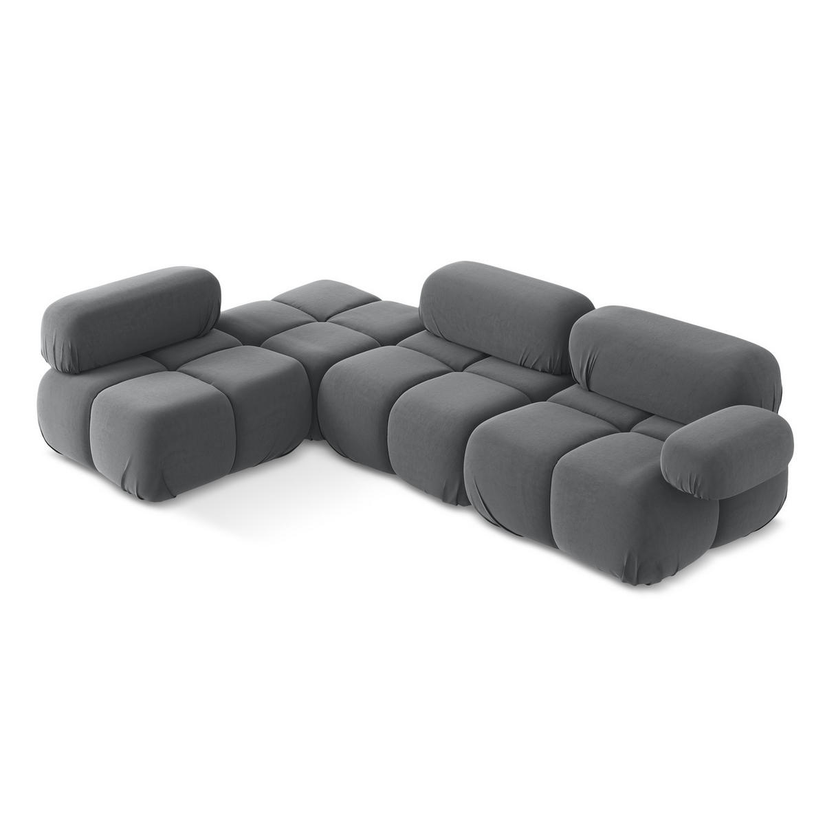ECKSOFA Links Samt Stoff Grau - Dunkelgrau/Schwarz, Kunststoff/Textil (190/285cm) - LaMiaSofa
