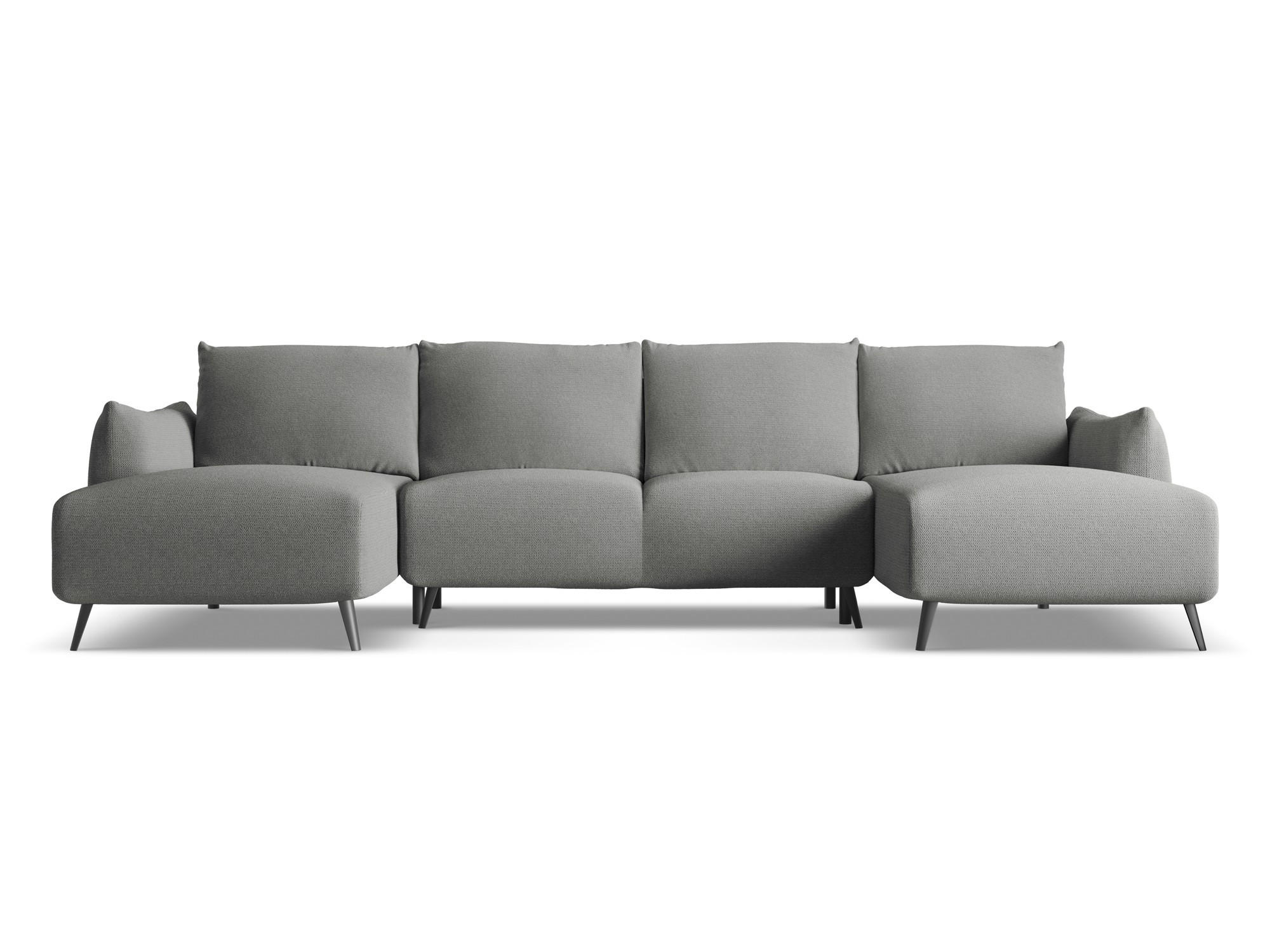 WOHNLANDSCHAFT Chenille Stoff Grau - Schieferfarben/Schwarz, Textil/Metall (317/86/162cm) - Makamii