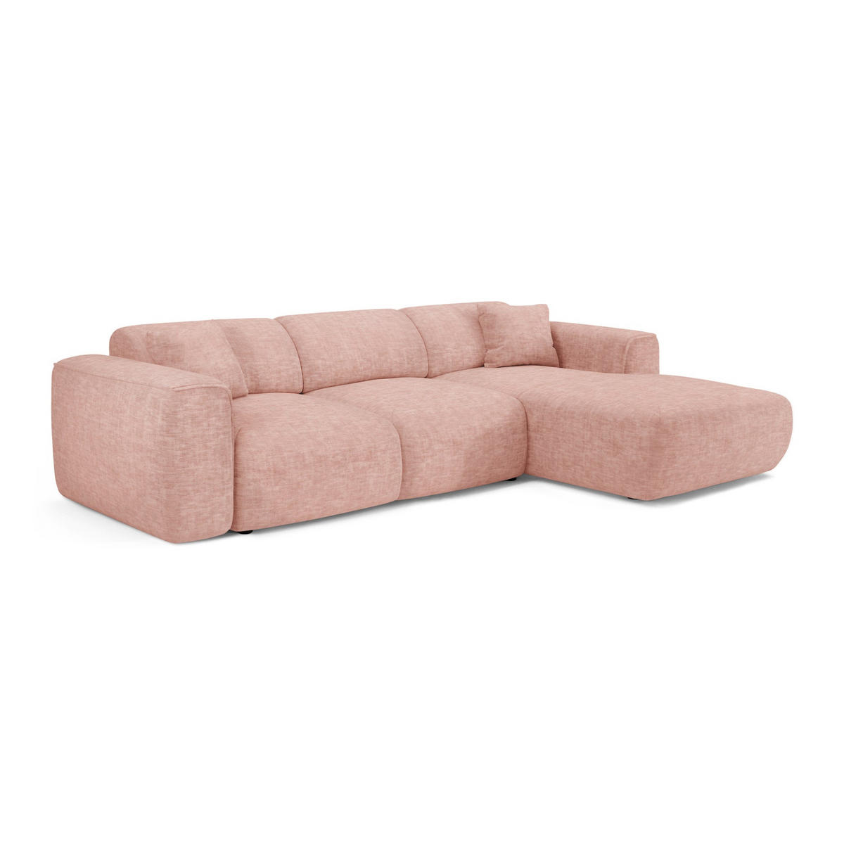 ECKSCHLAFSOFA Texturierter Samt Vintage Pink 283cm - Pink, Textil (283/180cm) - Sia Home