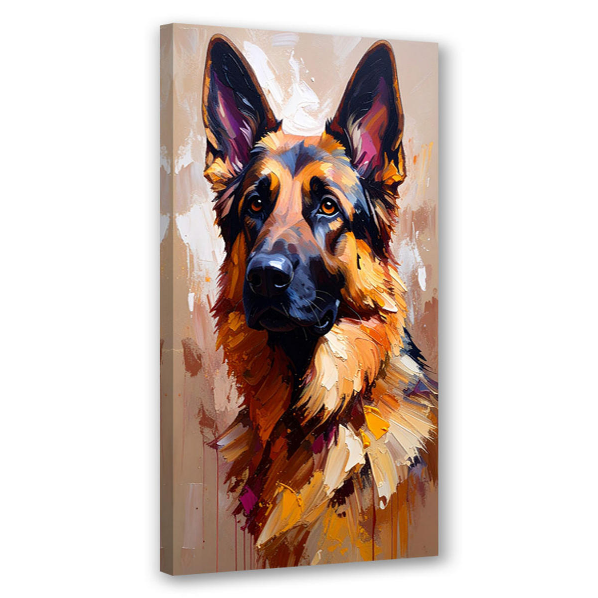 LEINWANDBILD Deutscher Schäferhund Tier 60x120cm - Braun, Textil (60/120cm) - Feeby