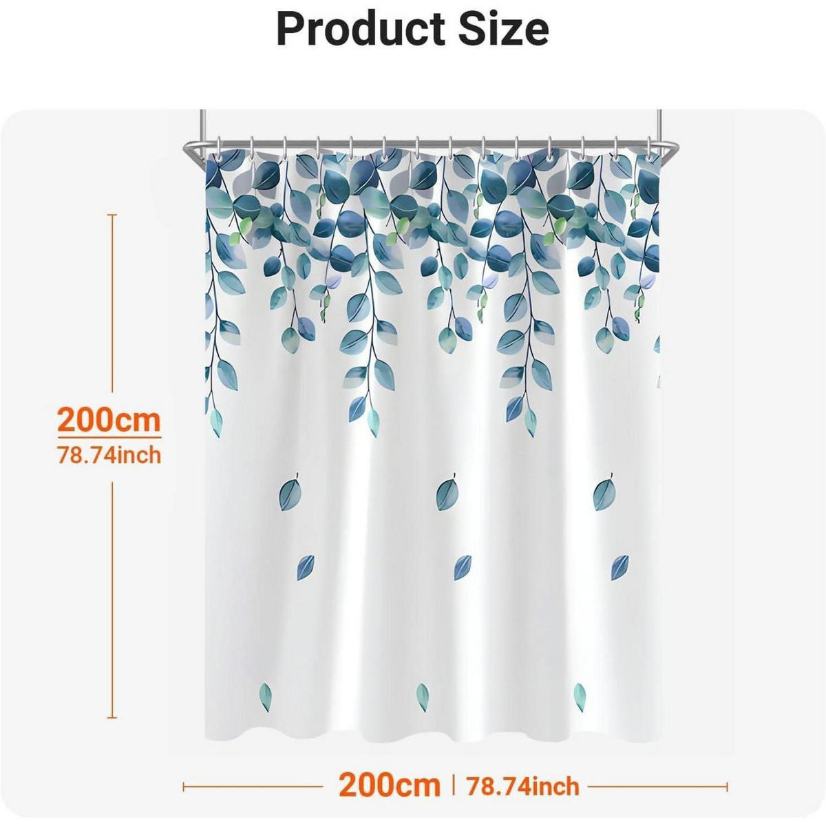 DUSCHVORHANG Blätter 200 x 200 cm Textil Wasserabweisend Waschbar - Multicolor, Textil (200/200cm)