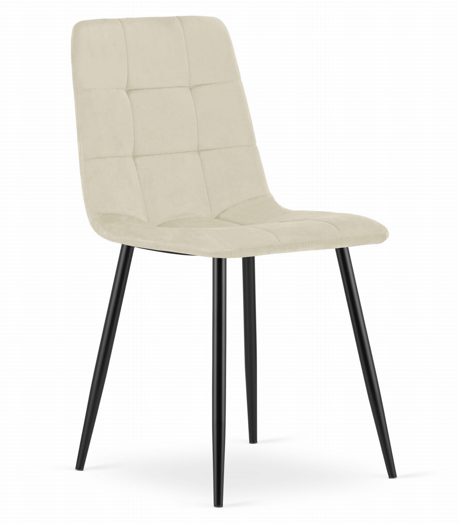 STUHL CETARA 1 Stück, Beige, Schwarz, mit Samtstoff gepolstert - Beige, Textil/Metall (45/87/51cm) - Komodee