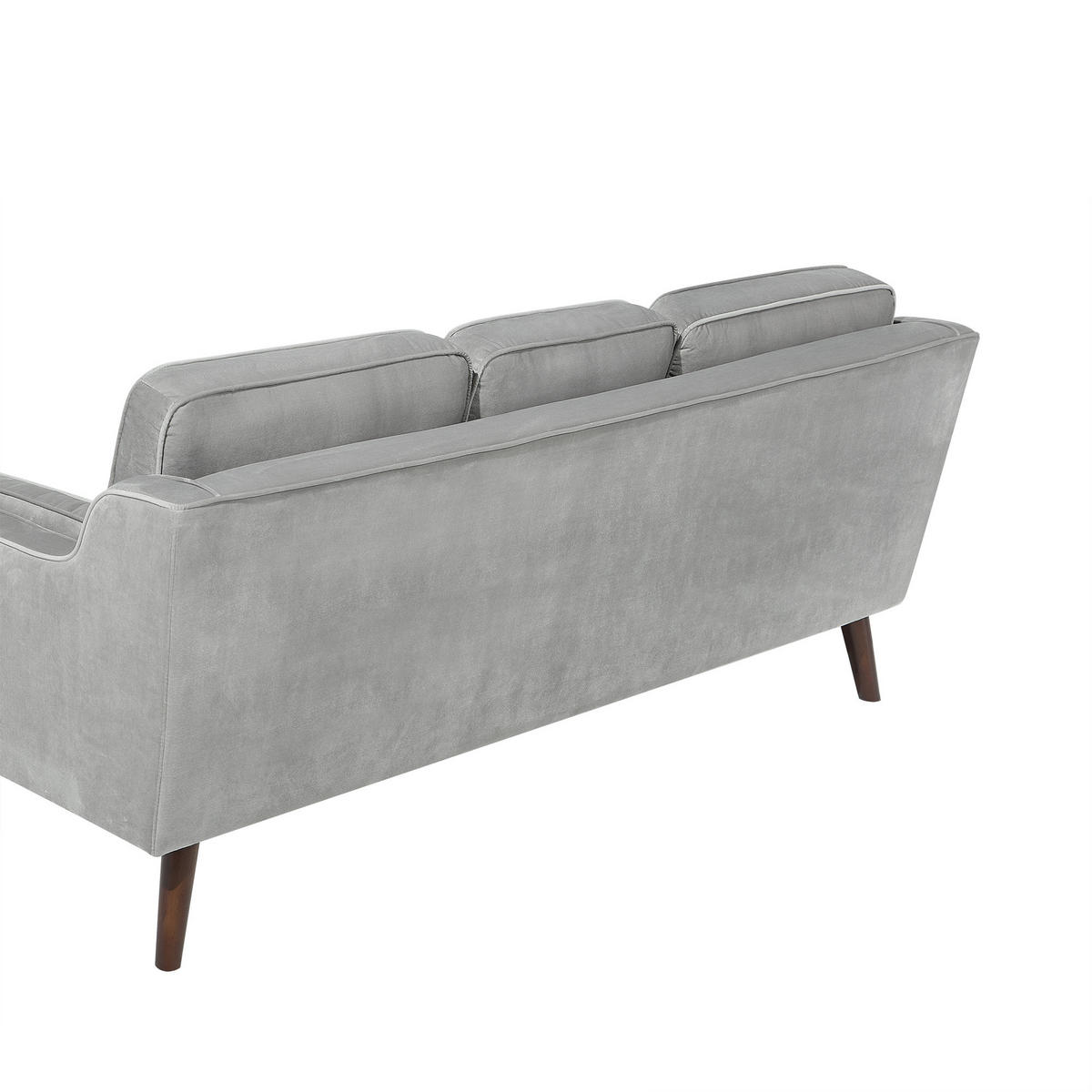 3-SITZER-SOFA Samtstoff Hellgrau Lokka - Hellgrau, Textil (204/85/83cm) - Beliani