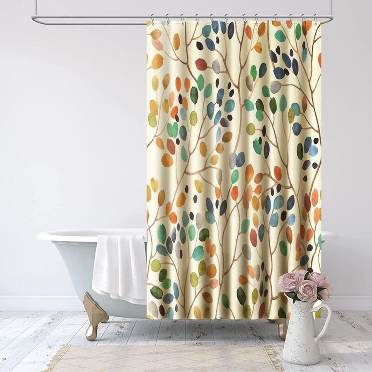 DUSCHVORHANG Beige Badewanne schimmelresistent mit Haken - Multicolor, Textil (200/180cm) - MCBOSON