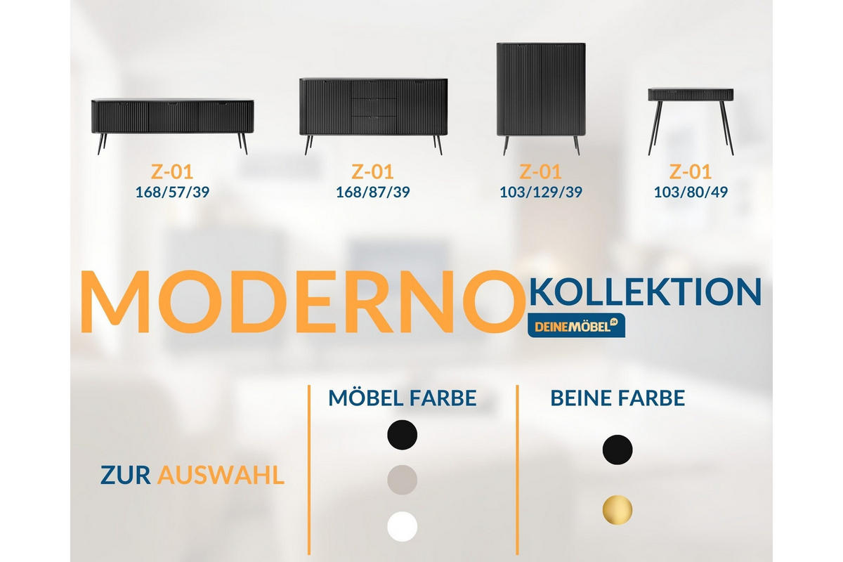 SCHMINKTISCH MODERNO 103/80/49 in Schwarz - Schwarz, Holzwerkstoff (49/103/80cm) - Deine Möbel 24
