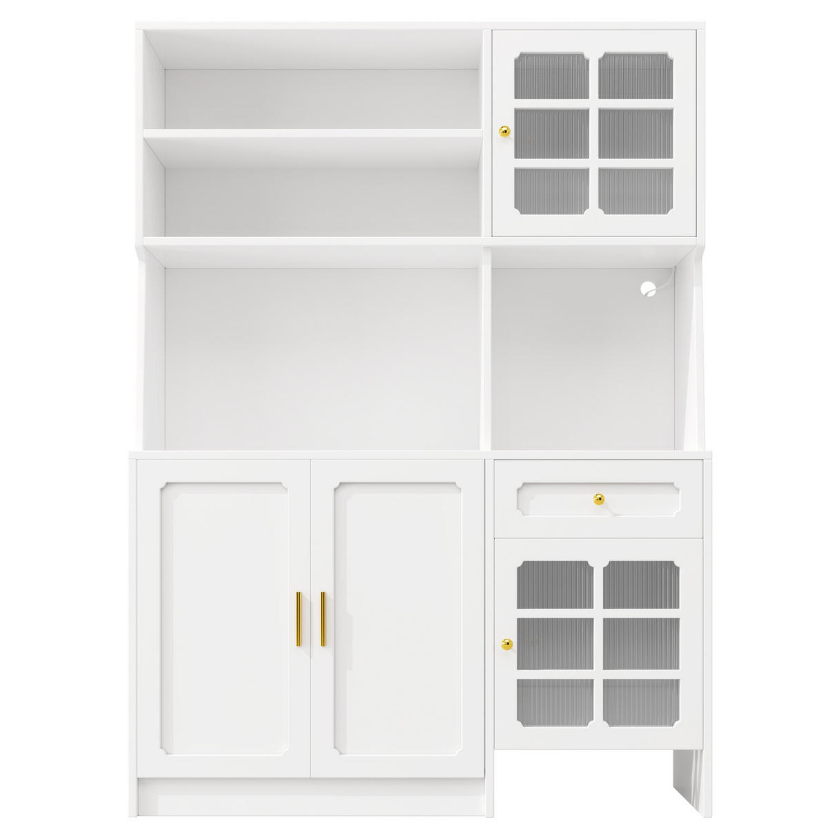 BUFFET 130/180/45 cm Weiß aus MDF mit LED-Beleuchtung - Weiß, Holzwerkstoff (45/180/130cm) - OKMYHOME
