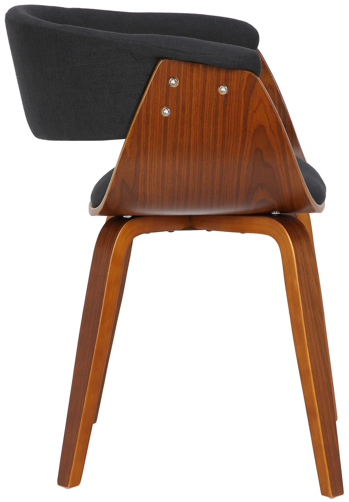 STUHL Stoff Schwarz - Walnussfarben/Schwarz, Holz/Textil (60/75/55cm) - CLP