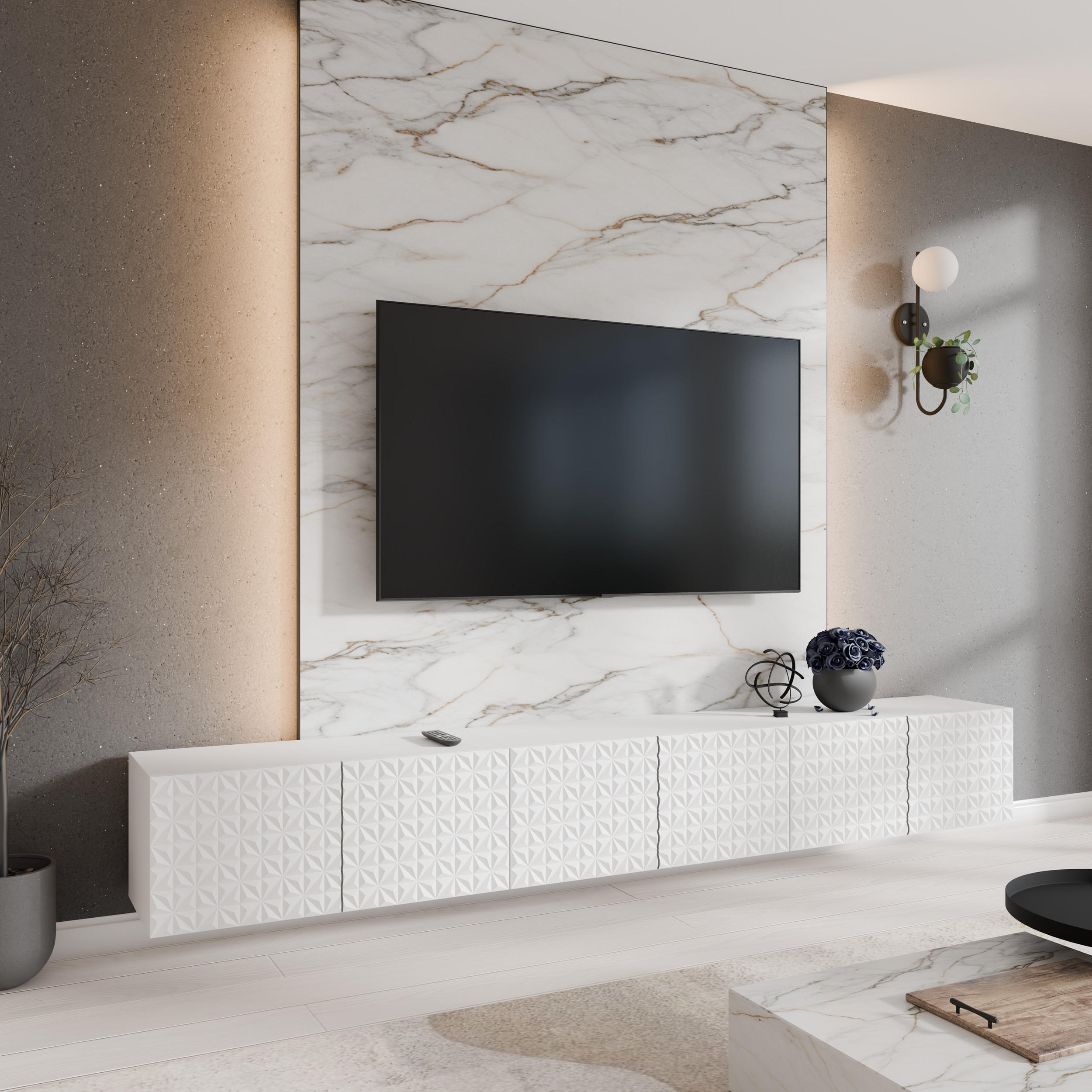 TV-SCHRANK CALI - Weiß, Holzwerkstoff (300/41/40cm) - Meblini