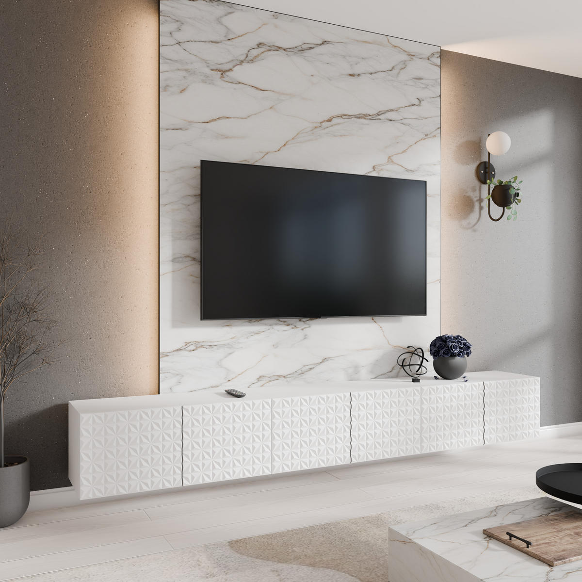 TV-SCHRANK CALI - Weiß, Holzwerkstoff (300/41/40cm) - Meblini