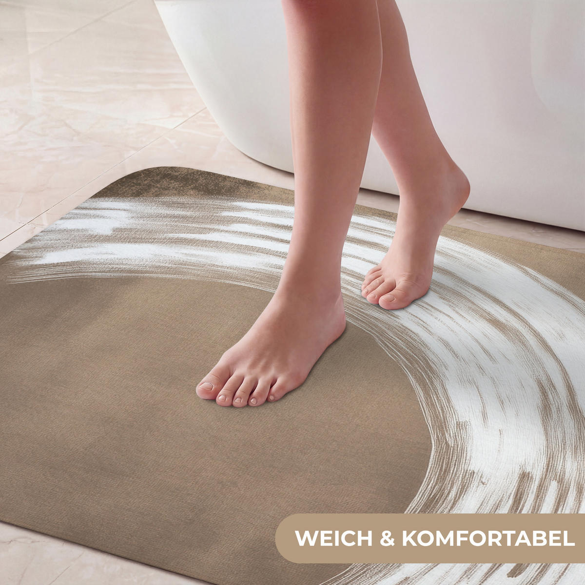 KOUPELNOVÁ PŘEDLOŽKA Barva - hnědá - Japandi 90x60 cm - barva mokka, textil/plast (90/60cm) - OnlyWow