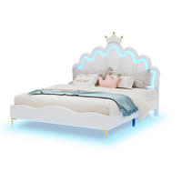 POLSTERBETT 140/200 cm Weiß aus PU-Kunstleder mit LED-Beleuchtung - Weiß, Kunststoff (140/200cm) - OKMYHOME