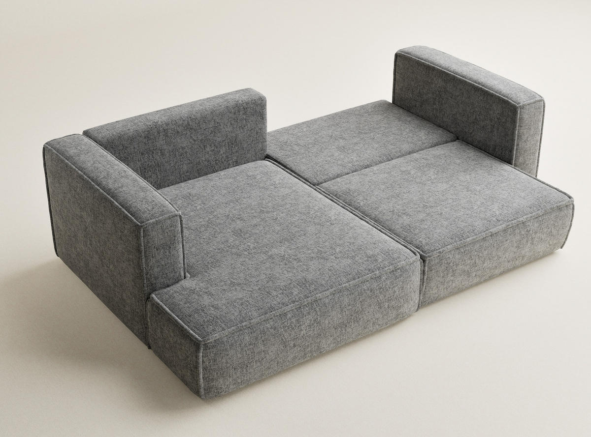 ECKSOFA MIT SCHLAFFUNKTION Velto Grau Chenille-Stoff - Schwarz/Grau, Holz/Holzwerkstoff (152/250cm) - Maison de Reve