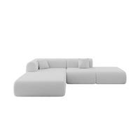 ECKSOFA Ottomane Links OVLY-L 289x176x71 Hellgrau Bouclé - Silberfarben/Hellgrau, Holzwerkstoff/Kunststoff (176/289cm) - ALTDECOR