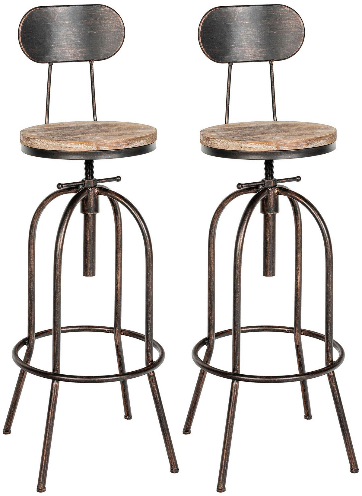 BARHOCKER 2er Set Metall bronze - Bronzefarben, Metall (49.5/101.5/49.5cm) - CLP