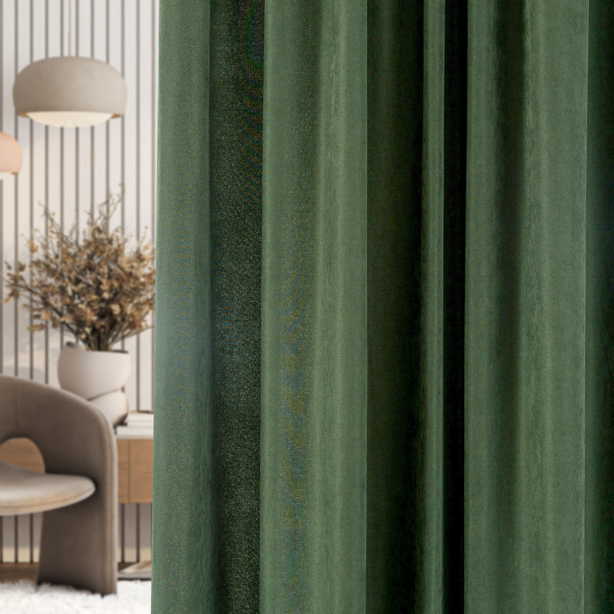 FERTIGVORHANG mit Schlaufenband grün 140 x 280 cm - Grün, Textil (140/280/1cm) - Dekoria