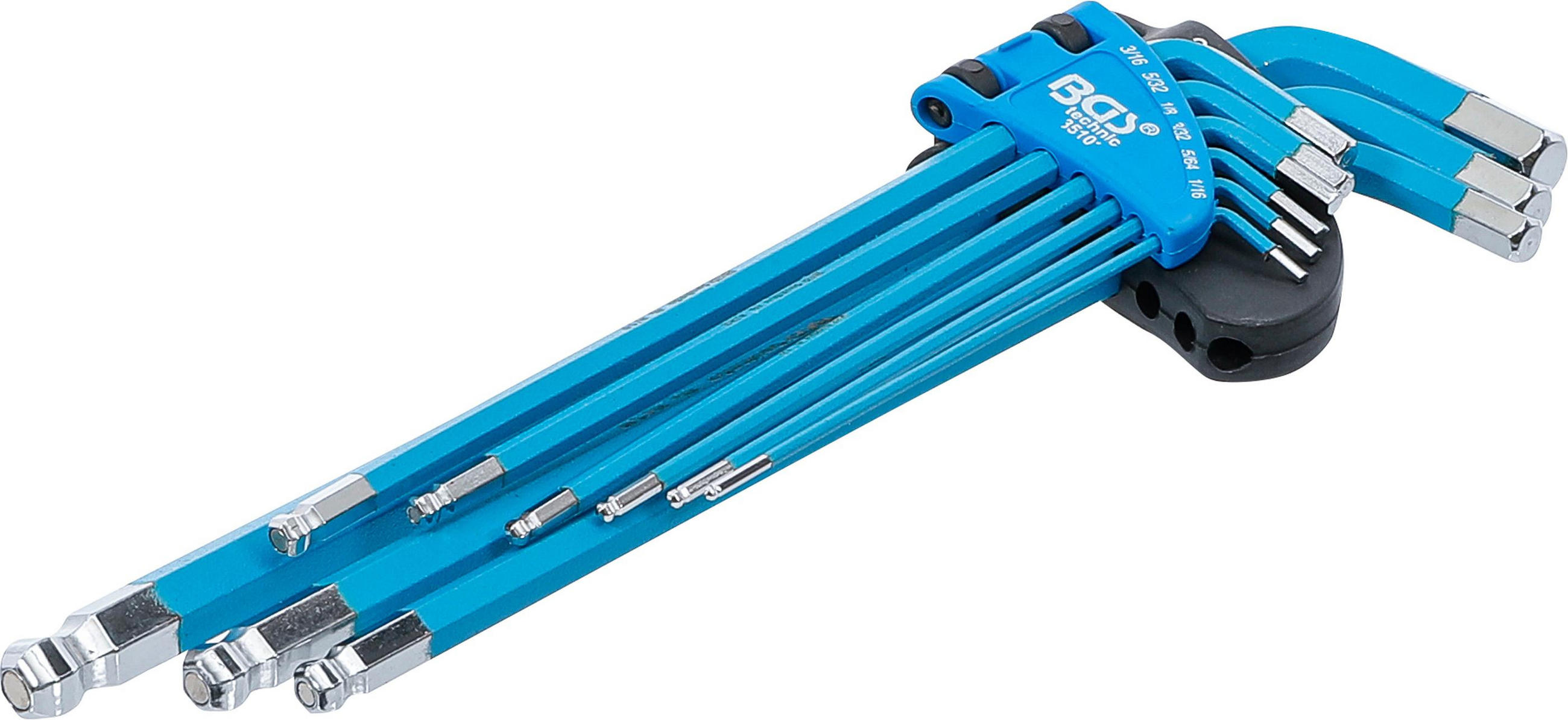 WINKELSCHLÜSSEL-SATZ | EXTRA LANG | INNENSECHSKANT | ZOLLGRÖSSEN | - Multicolor, Kunststoff/Metall (1/1cm) - BGS technic