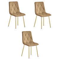 ESSZIMMERSTUHL 3-er Set TYRA brauner Sitz, goldene Beine - Goldfarben/Braun, Textil (44.5/87/54.5cm) - Valora