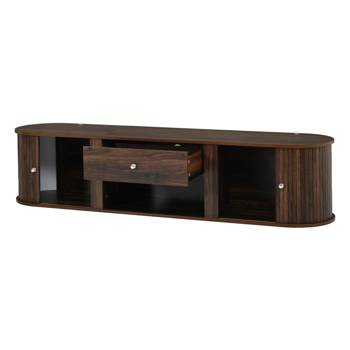 TV-SCHRANK 180/40/40 cm Walnuss mit 1 Schublade und 2 Rolltüren - Nussbaumfarben, Holzwerkstoff (180/40/40cm) - Oxeza