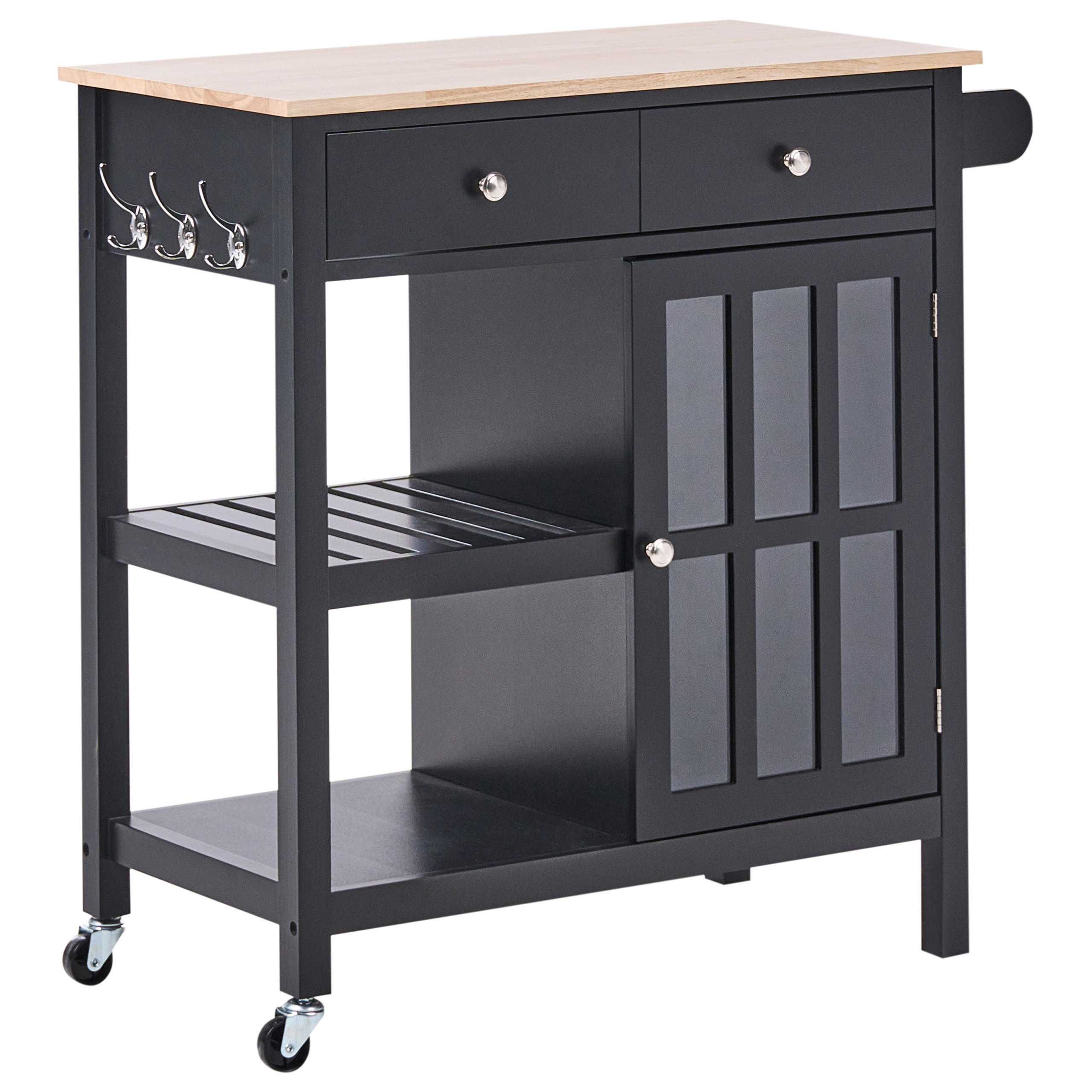 Beliani Servierwagen Schwarz, Braun 80x88x43 cm