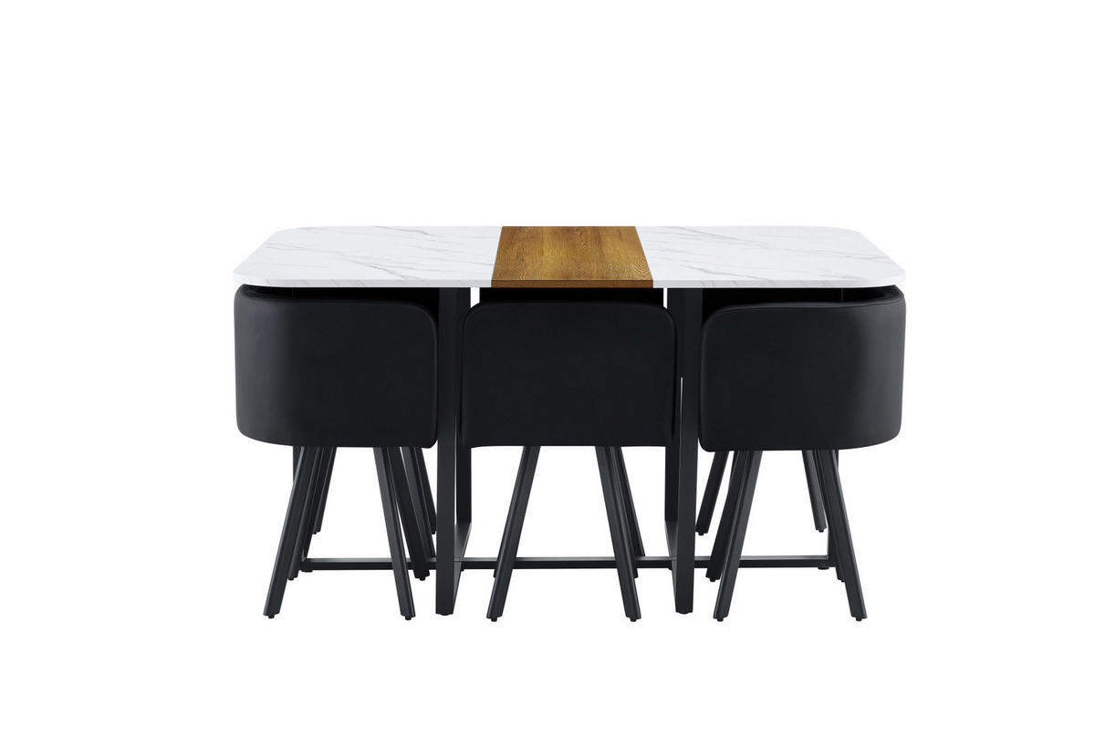 ESSTISCH-SET ausziehbar für 4-6 Personen Naturholz Schwarz - Schwarz, Metall (100/79/150cm) - Meubliv
