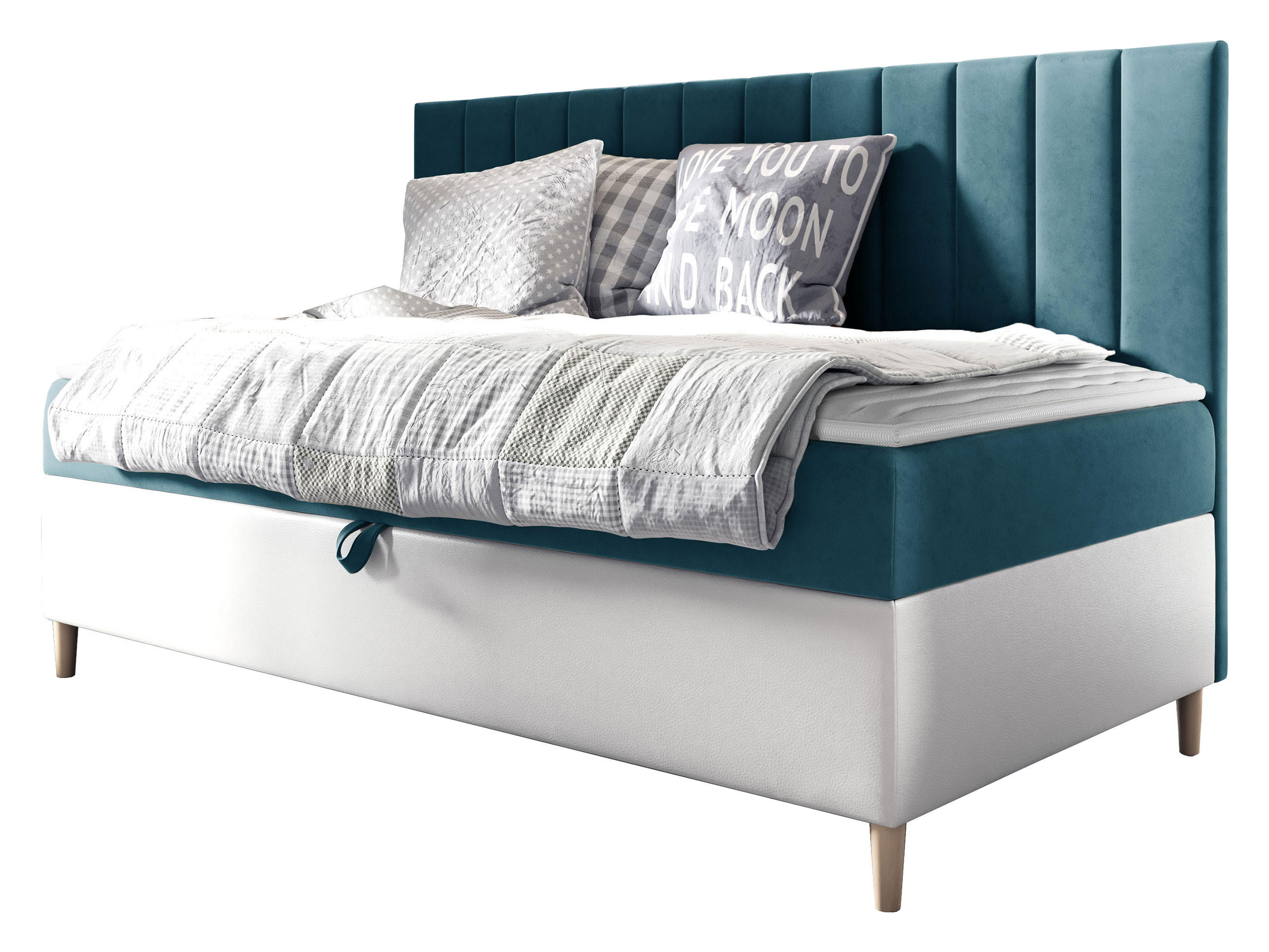 BOXBETT Maja Junior 2 - Türkis/Weiß, Holz (100/200cm) - MIRJAN24