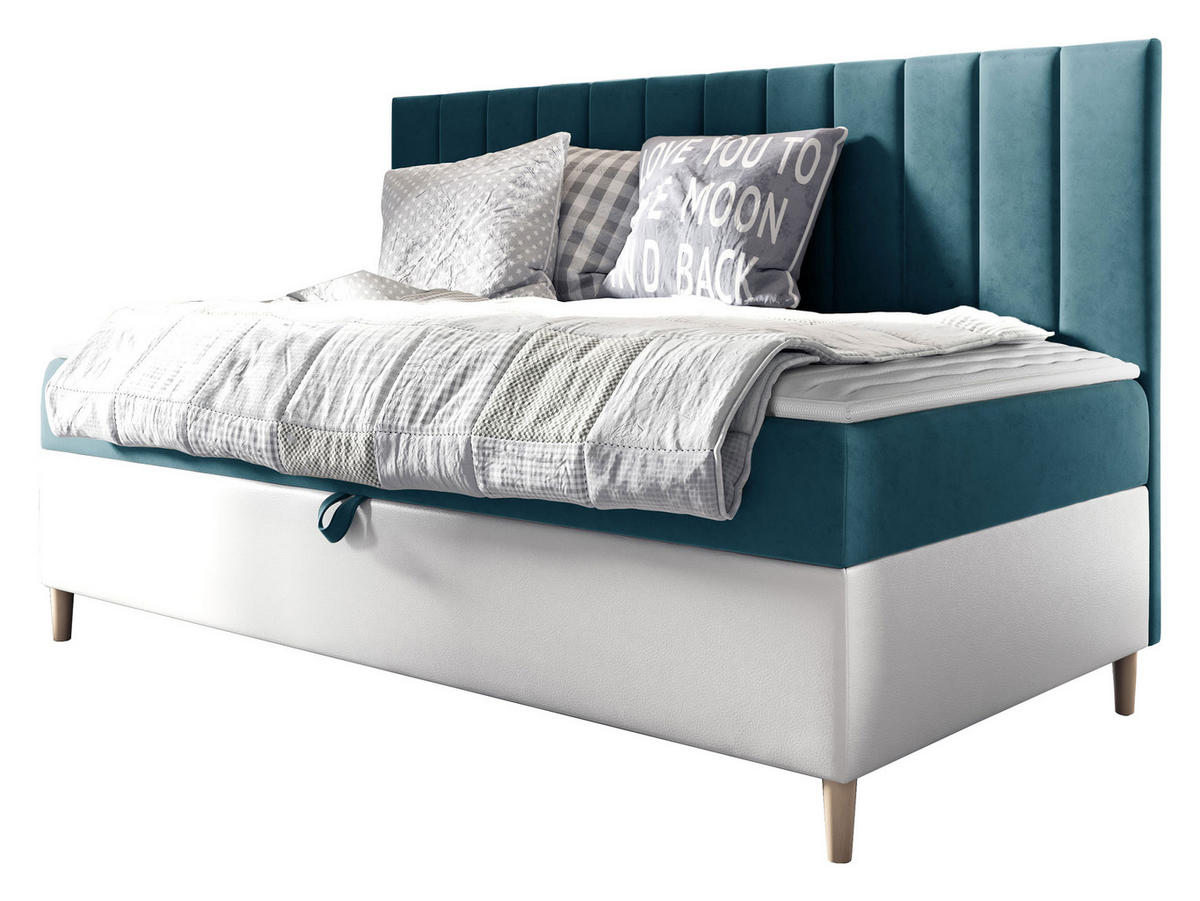 BOXBETT Maja Junior 2 - Türkis/Weiß, Holz (100/200cm) - MIRJAN24