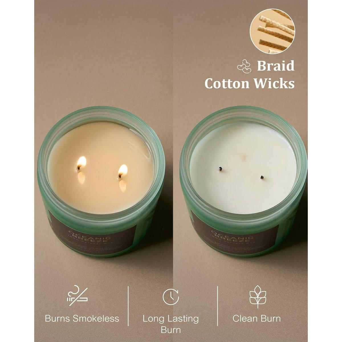 DUFTKERZE Oceanic Breeze Soja 330g 70h Brenndauer - Petrol, Paraffin (9.5cm)