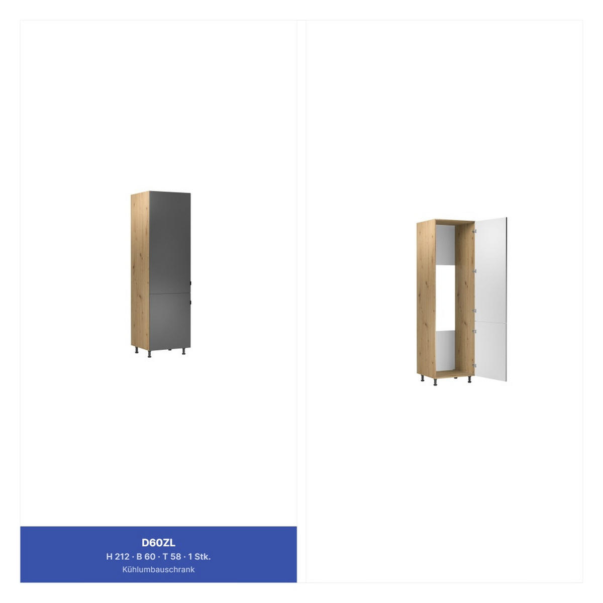 KÜCHENZEILE 300 cm - Langen KL29-M300 - in Grau/Matt - Grau, Holz (300/212/58cm)