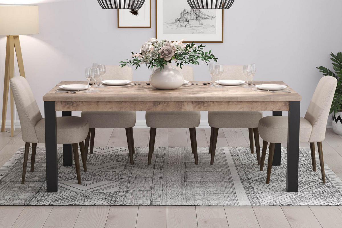 ESSTISCH Emile Eiche Dekor - Eichefarben, Holzwerkstoff (77/200/200cm) - ebuy24