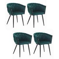 STUHL ARONA 4-er Set, Grün, Schwarze metallische Beine - Grün, Textil/Metall (61/79/55cm) - Komodee