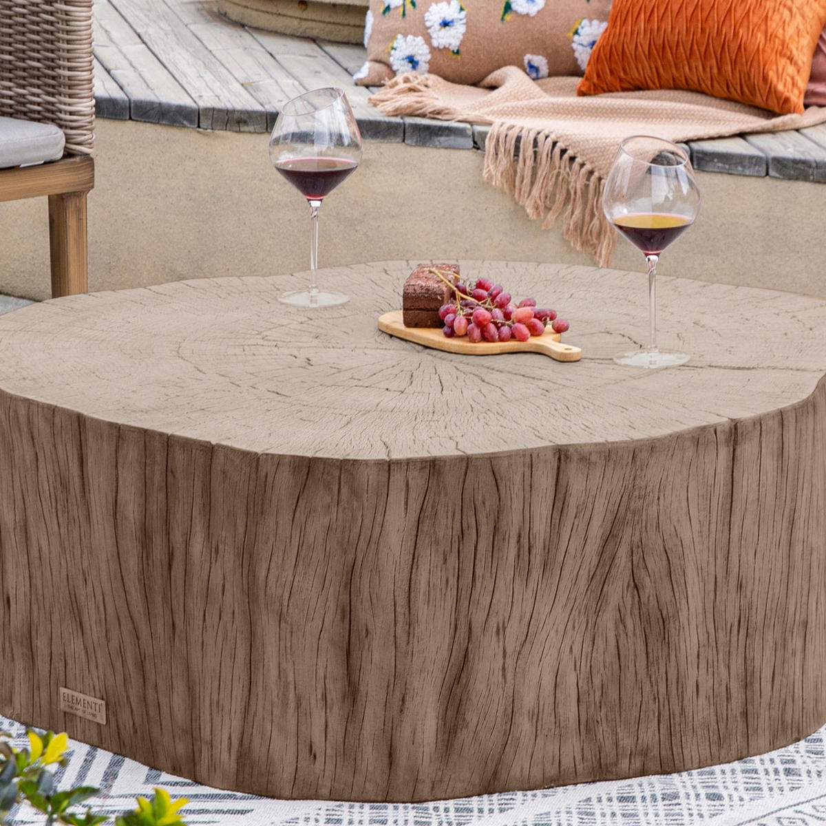 COUCHTISCH DAINTREE aus GF-Beton, Wetterbeständig, 106x100x36 cm - Rotbraun, Naturmaterialien (106/100/36cm) - Elementi