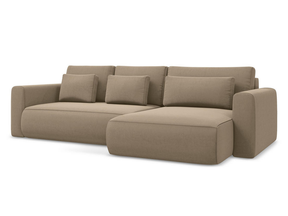 ECKSOFA mit Schlaffunktion Samt Stoff Rot - Bordeaux/Rot, Kunststoff/Textil (258/160cm) - Makamii