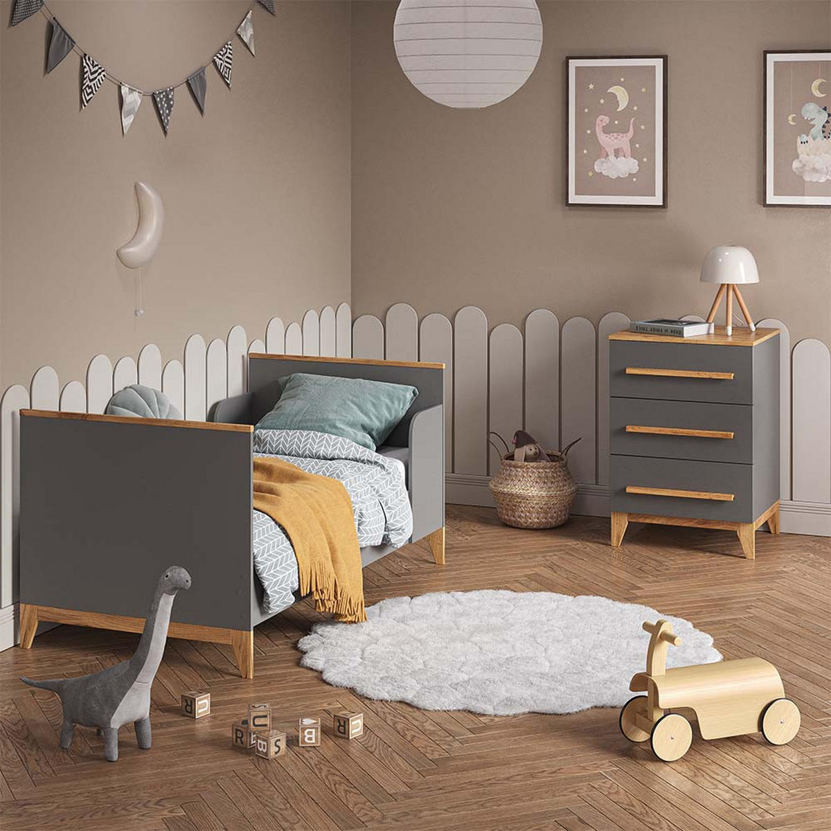 KREDENC Malia Šedá - šedá, kompozitní dřevo (53.4/88/60cm) - VitaliSpa