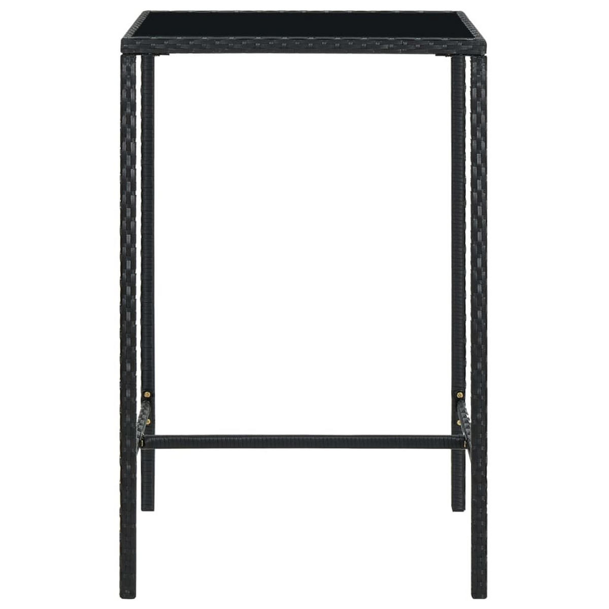 BISTROTISCH Joni Schwarz 70x70x110 cm Rattan und Glas - Schwarz, Kunststoff (70/70/110cm) - DELUKE